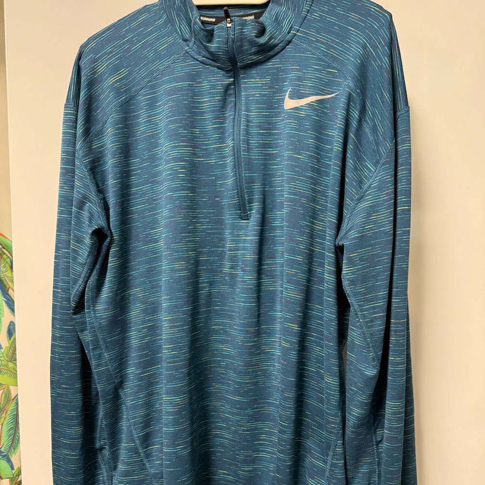 EUC Nike Running Dri-FIT Blue Running half zipper pull L/S large